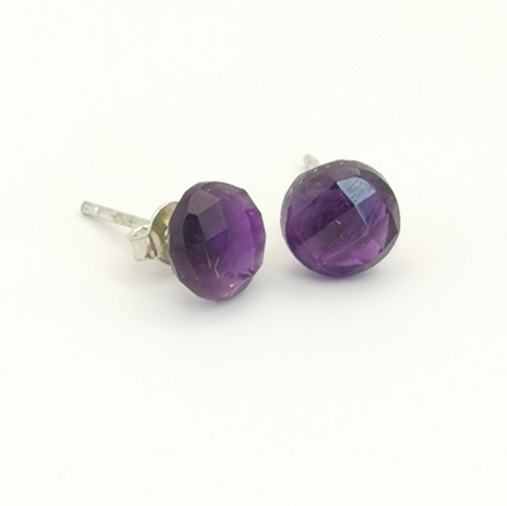 Faceted Amethyst  stud earrings on Sterling Silver 🆕